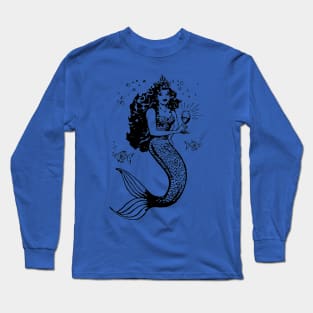 Mermaid Drinking Wine Long Sleeve T-Shirt